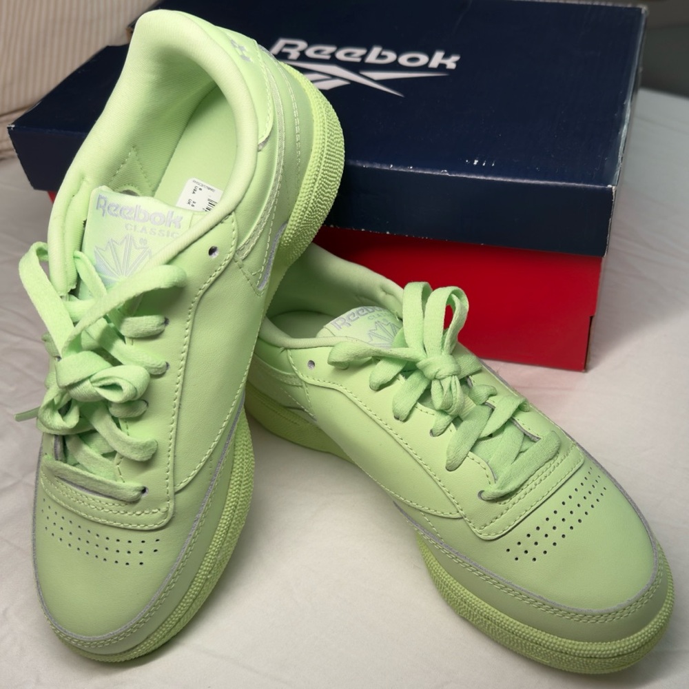 Green Reebok Club C sneakers